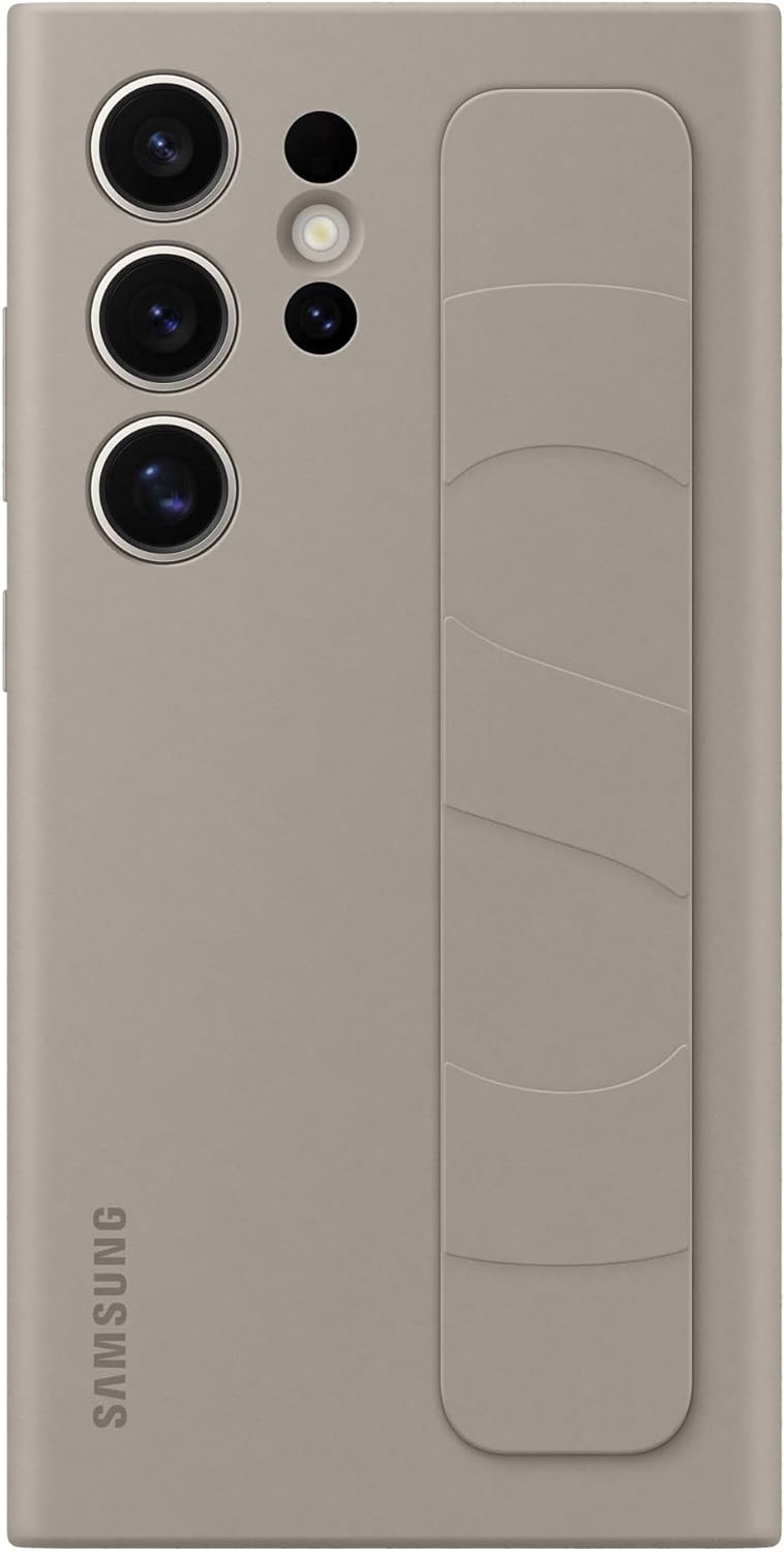 Θήκη Σιλικόνης με Λουράκι Χειρός - Samsung Galaxy S24 Ultra - Official Samsung Standing Grip Case - Taupe