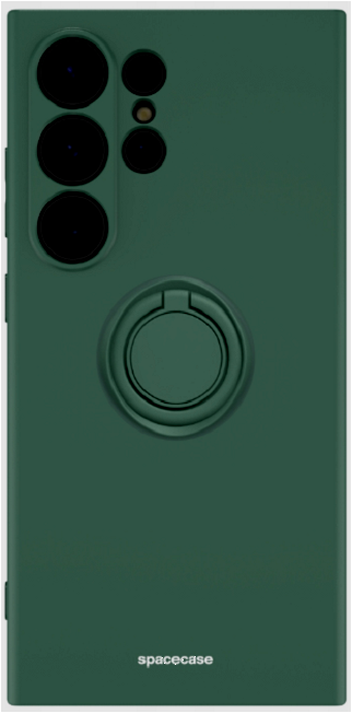 Θήκη Σιλικόνης με Μεταλλικό Μαγνητικό Ring Holder - Samsung Galaxy S24 Ultra - Spacecase Silicone Ring - Dark Green