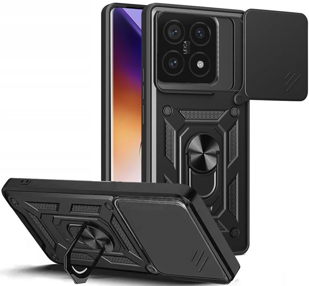 Θήκη Xiaomi 14T Pro Bodycell Armor Slide Ανθεκτική με Κάλυμμα για την Κάμερα & Μεταλλικό Ring Holder Black