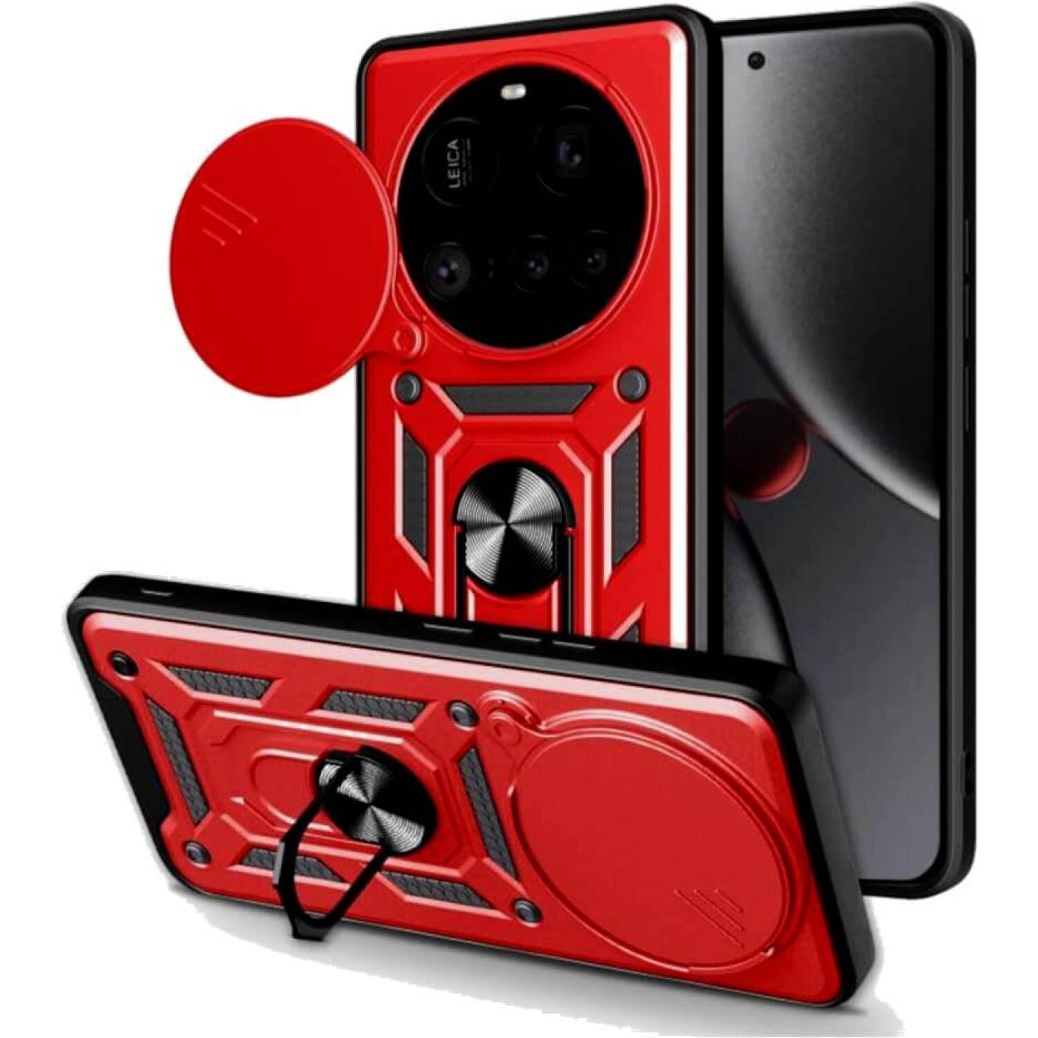 Θήκη Xiaomi 15 Ultra Bodycell Armor Slide Ανθεκτική με Κάλυμμα για την Κάμερα & Μεταλλικό Ring Holder Red