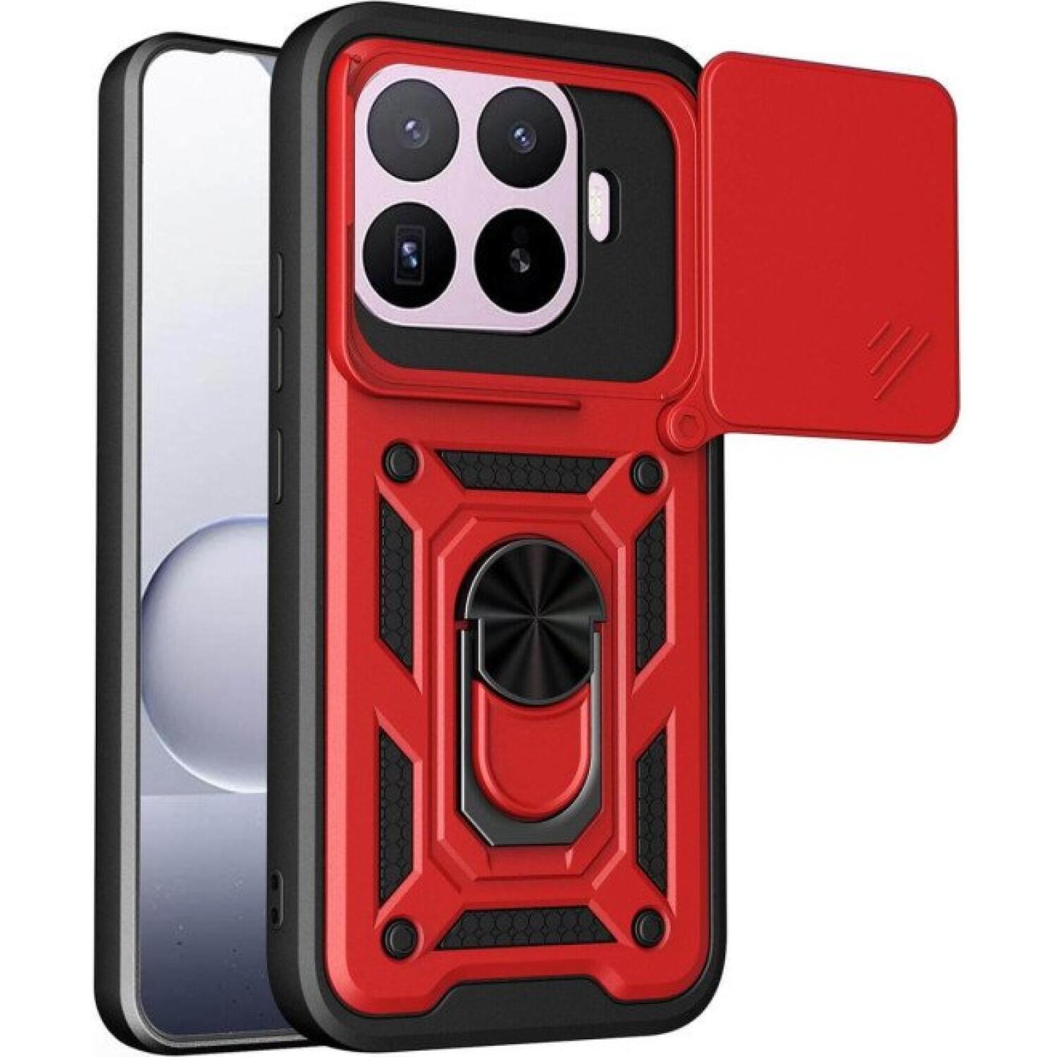 Θήκη Xiaomi 17T Bodycell Armor Slide Ανθεκτική με Κάλυμμα για την Κάμερα & Μεταλλικό Ring Holder Red