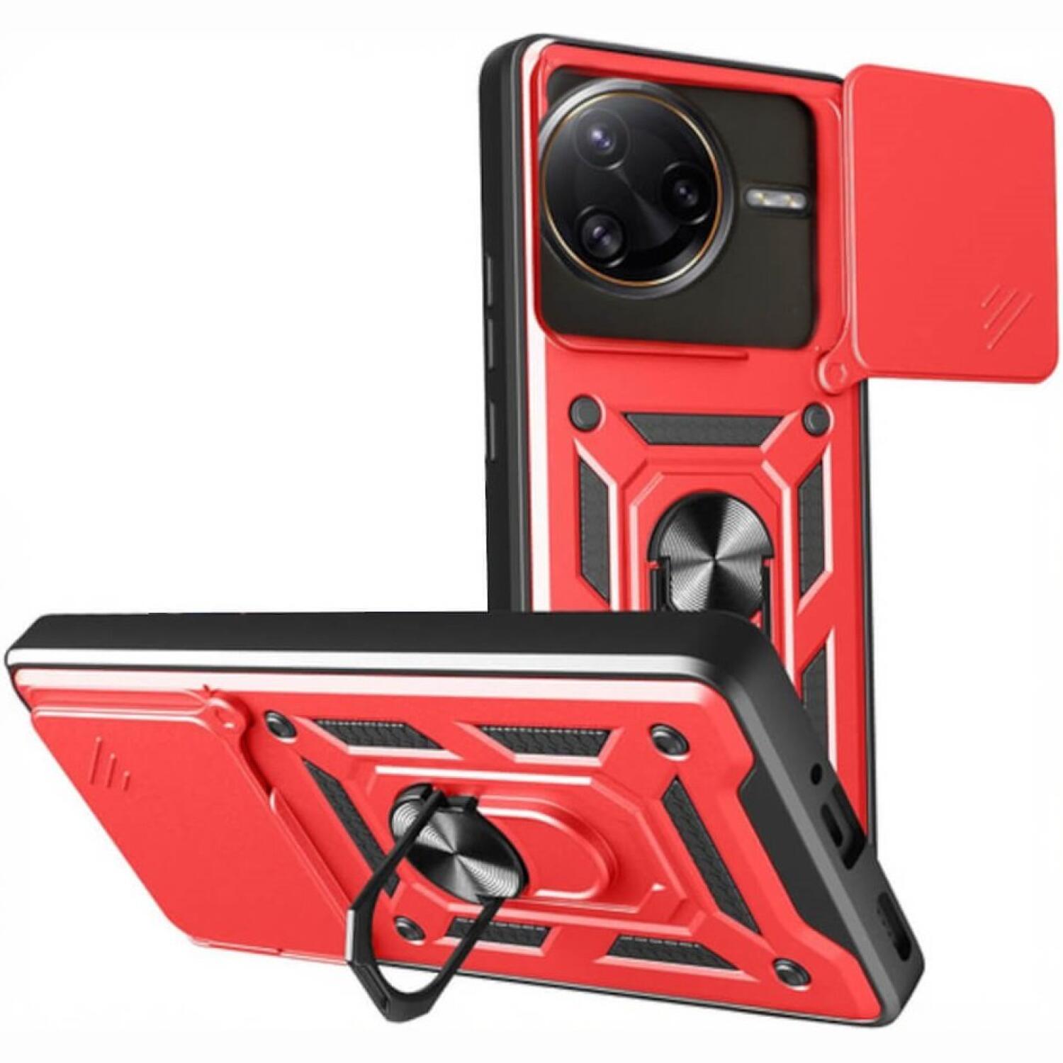 Θήκη Xiaomi Poco F7 Pro Bodycell Armor Slide Ανθεκτική με Κάλυμμα για την Κάμερα & Μεταλλικό Ring Holder Red 
