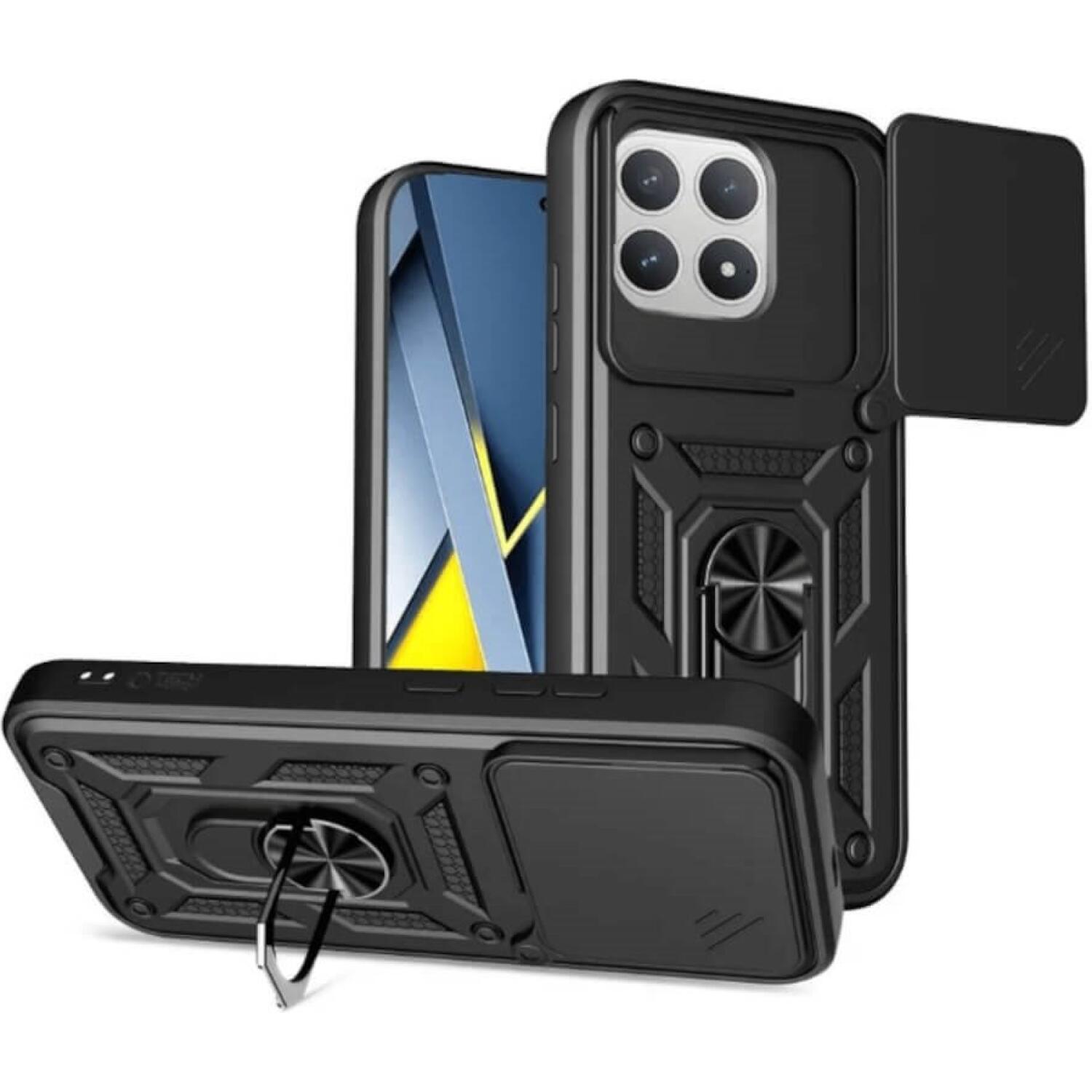 Θήκη Xiaomi Poco F8 Pro Bodycell Armor Slide Ανθεκτική με Κάλυμμα για την Κάμερα & Μεταλλικό Ring Holder - Black (5206015085901)