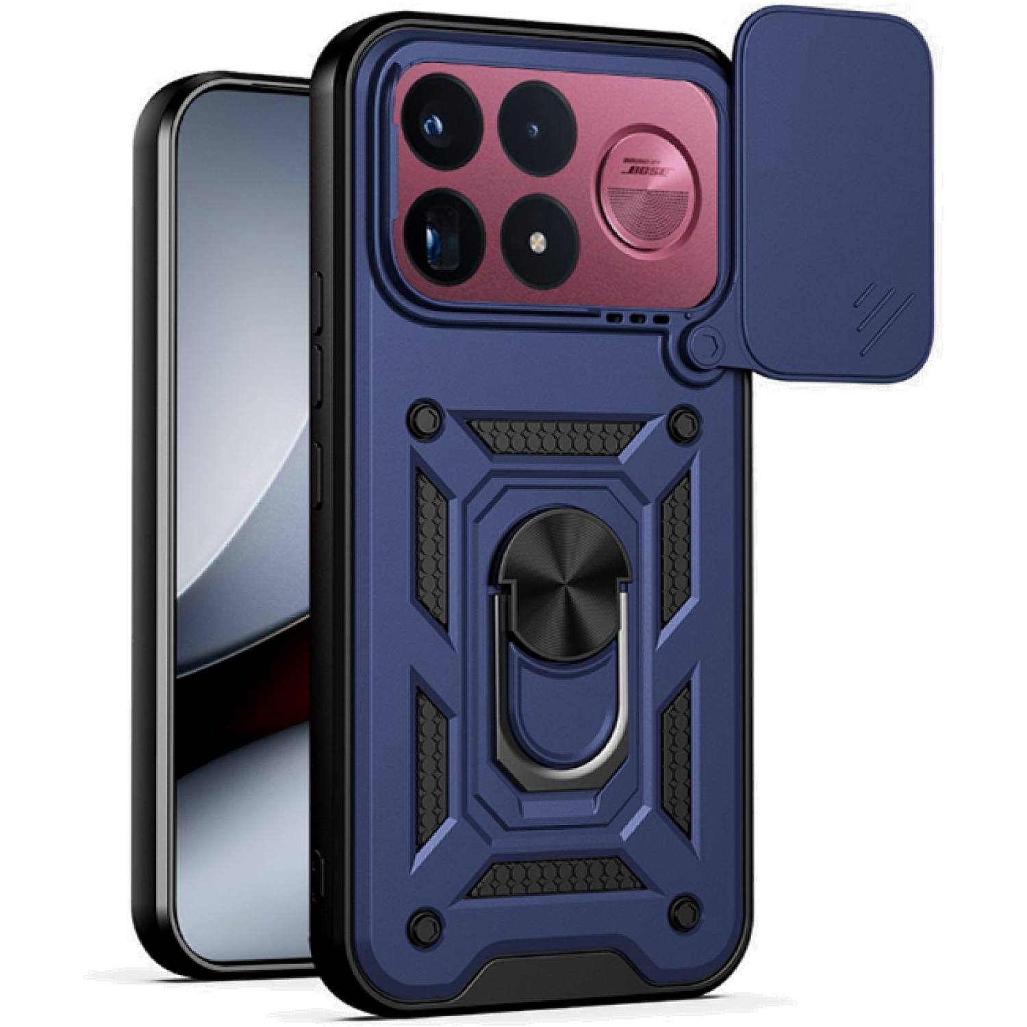 Θήκη Xiaomi Poco F9 Ultra Techsuit CamShield Ανθεκτική με Κάλυμμα για την Κάμερα & Μεταλλικό Ring Holder Blue