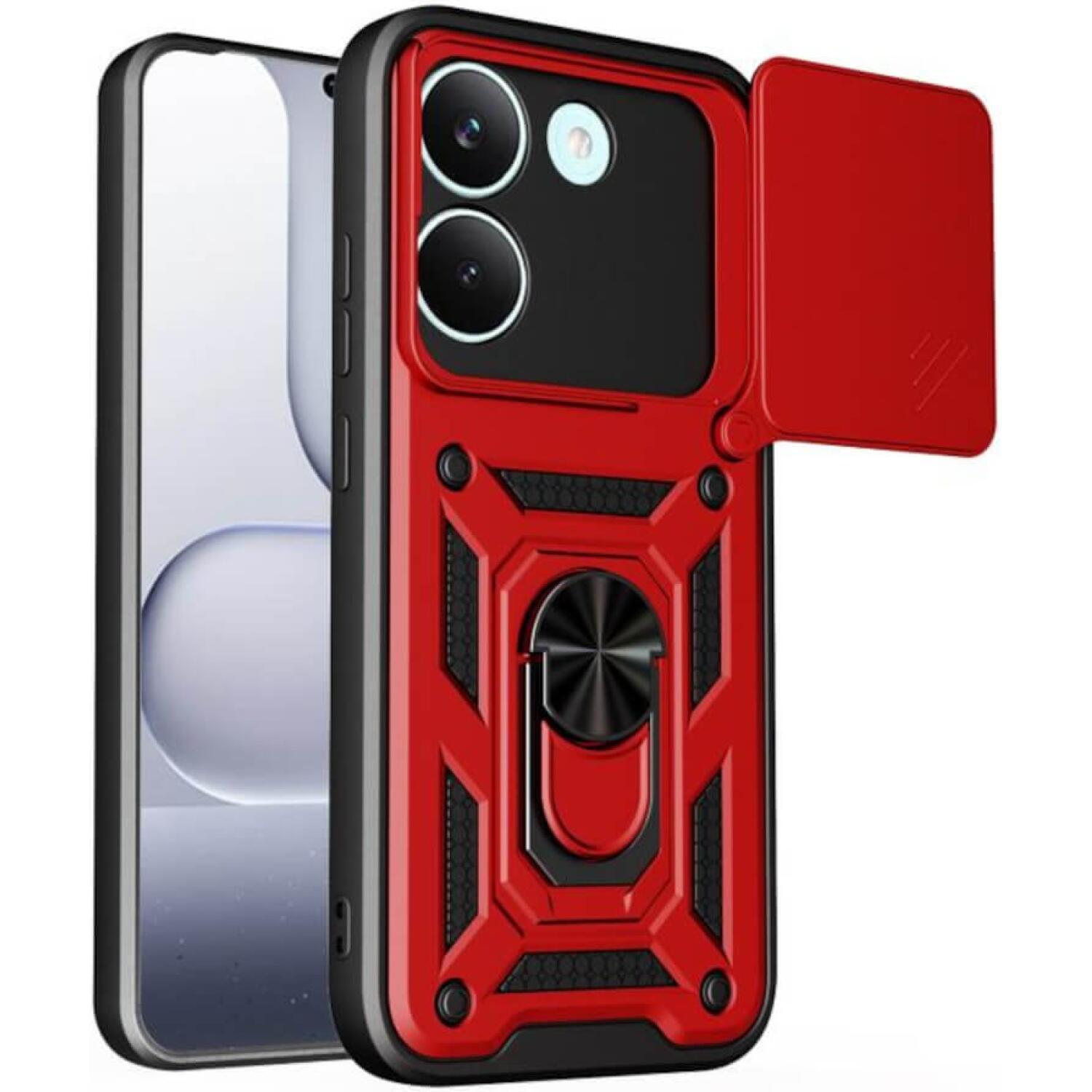 Θήκη Xiaomi Poco X8 Pro Bodycell Armor Slide Ανθεκτική με Κάλυμμα για την Κάμερα & Μεταλλικό Ring Holder Red