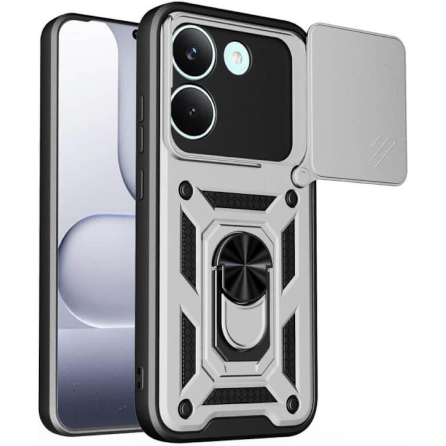 Θήκη Xiaomi Poco X8 Pro Bodycell Armor Slide Ανθεκτική με Κάλυμμα για την Κάμερα & Μεταλλικό Ring Holder Silver