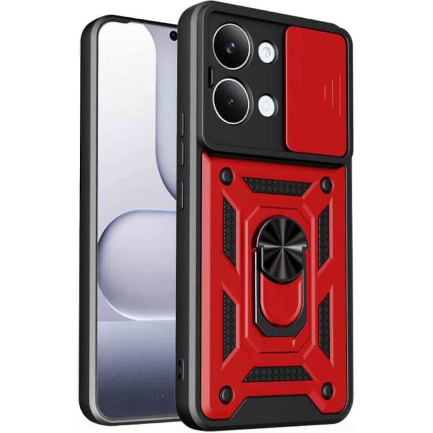 Θήκη Xiaomi Poco X8 Pro Max Bodycell Armor Slide Ανθεκτική με Κάλυμμα για την Κάμερα & Μεταλλικό Ring Holder Red