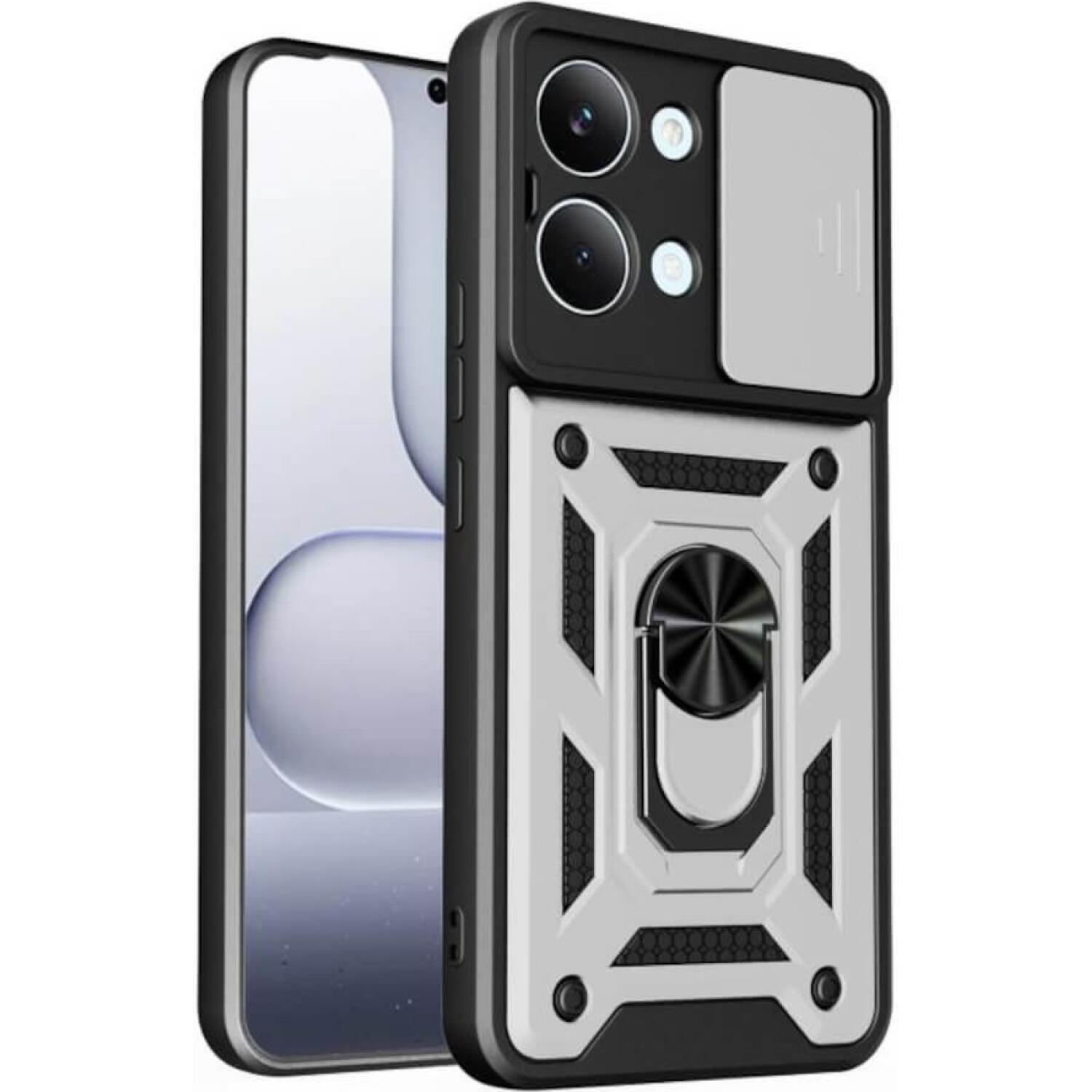 Θήκη Xiaomi Poco X8 Pro Max Bodycell Armor Slide Ανθεκτική με Κάλυμμα για την Κάμερα & Μεταλλικό Ring Holder Silver