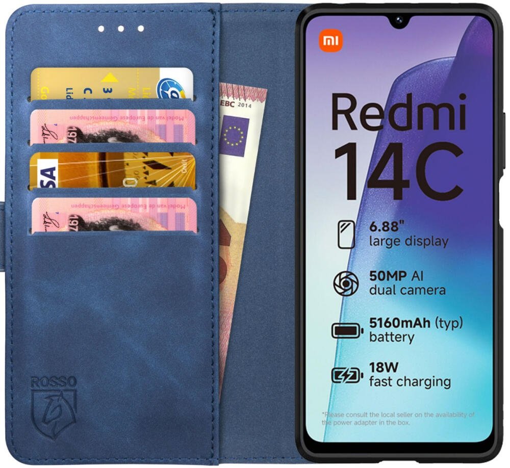 Θήκη Xiaomi Redmi 14C / Poco C75 Rosso Element PU Πορτοφόλι Blue