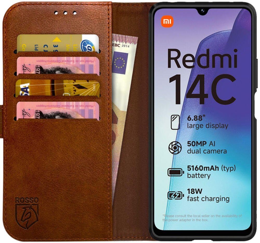 Θήκη Xiaomi Redmi 14C / Poco C75 Rosso Element PU Πορτοφόλι Brown