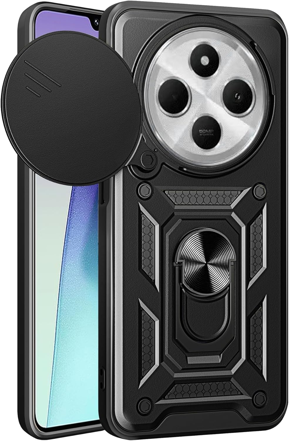 Θήκη Xiaomi Redmi 14C / Poco C75 Tech-Protect Camshield Pro Ανθεκτική με Κάλυμμα για την Κάμερα & Ring Holder Black