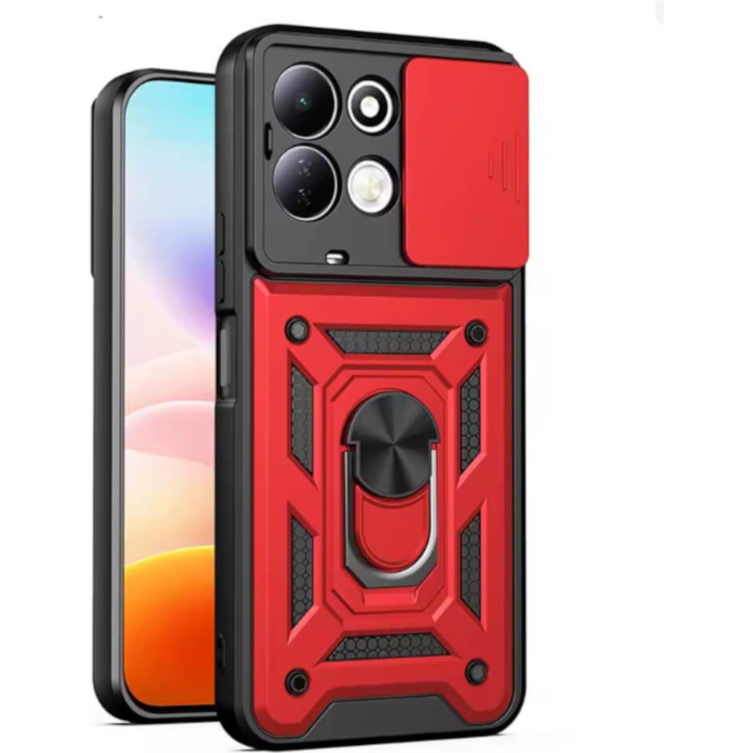 Θήκη Xiaomi Redmi 17 Bodycell Armor Slide Ανθεκτική με Κάλυμμα για την Κάμερα & Μεταλλικό Ring Holder Red 