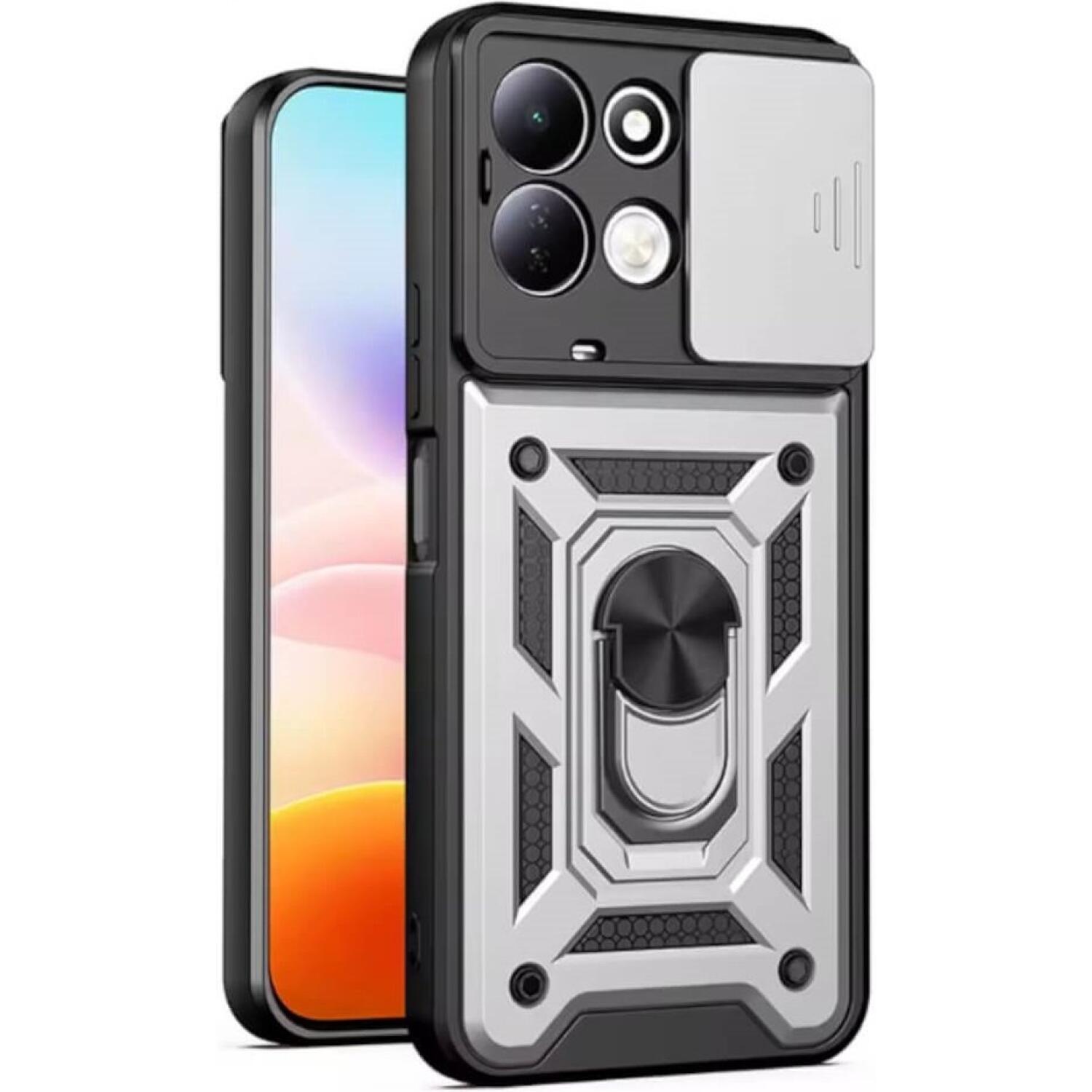 Θήκη Xiaomi Redmi 17 Bodycell Armor Slide Ανθεκτική με Κάλυμμα για την Κάμερα & Μεταλλικό Ring Holder Silver