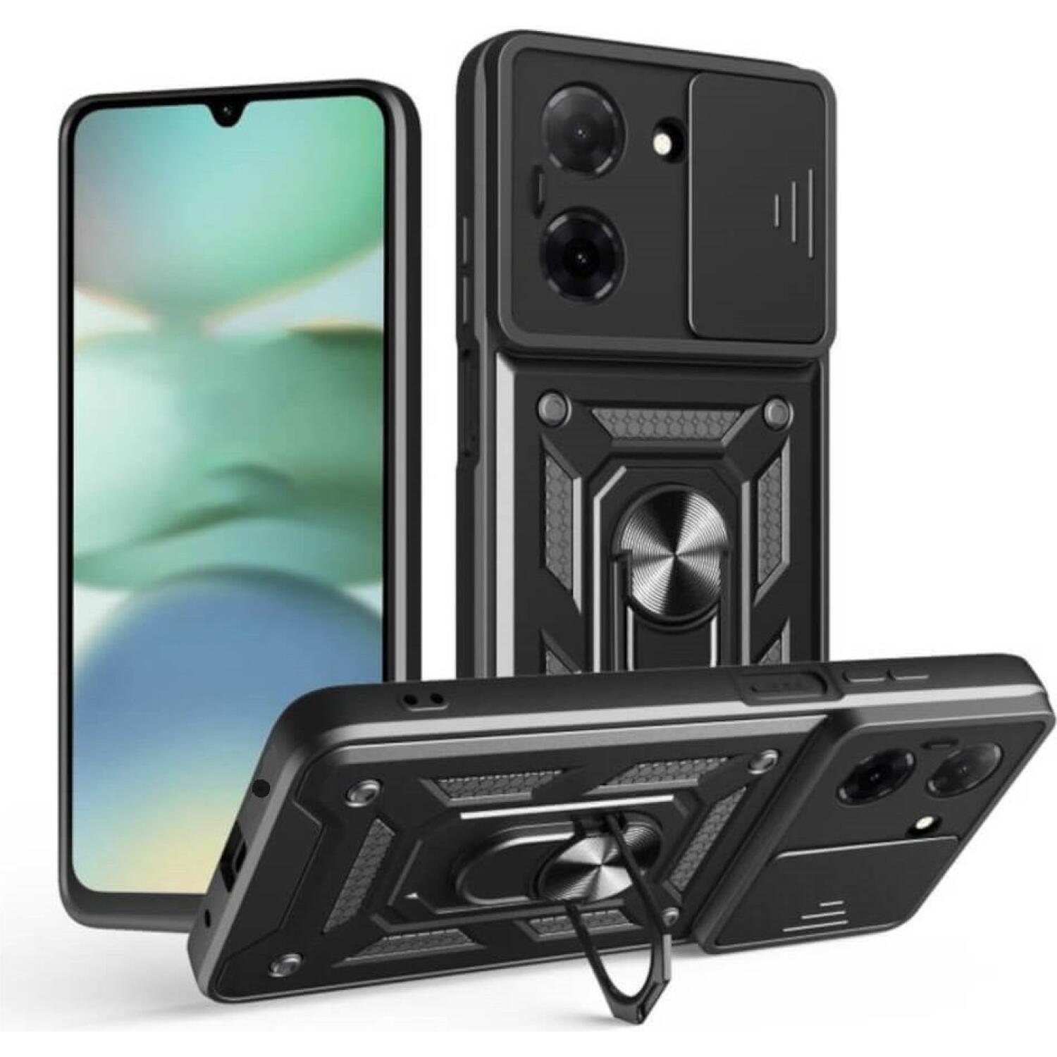 Θήκη Xiaomi Redmi A5 4G Bodycell Armor Slide Ανθεκτική με Κάλυμμα για την Κάμερα & Μεταλλικό Ring Holder Black