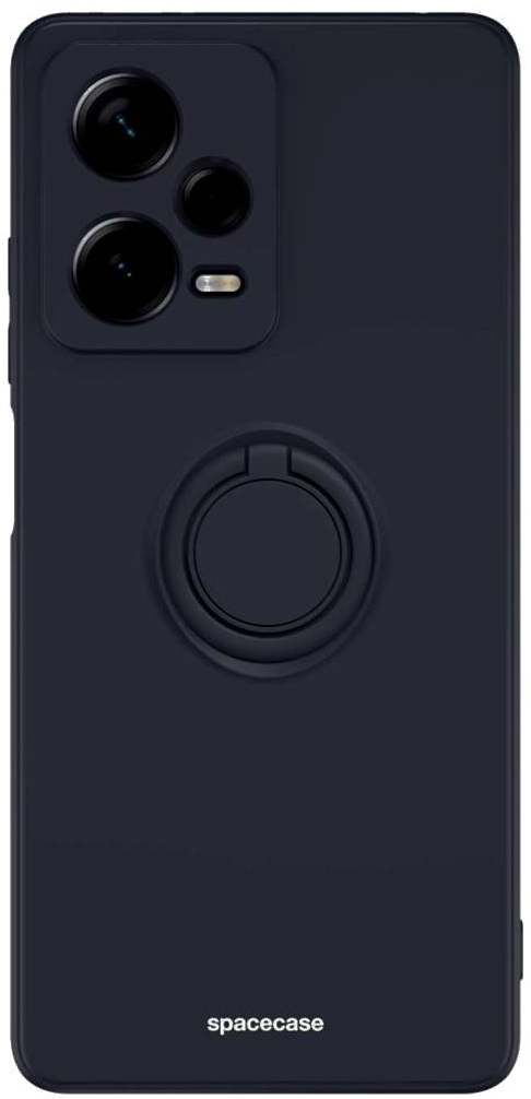 Θήκη Xiaomi Redmi Note 12 Pro 5G - Spacecase Silicone Ring Σιλικόνης με Μεταλλικό Μαγνητικό Ring Holder - Black 