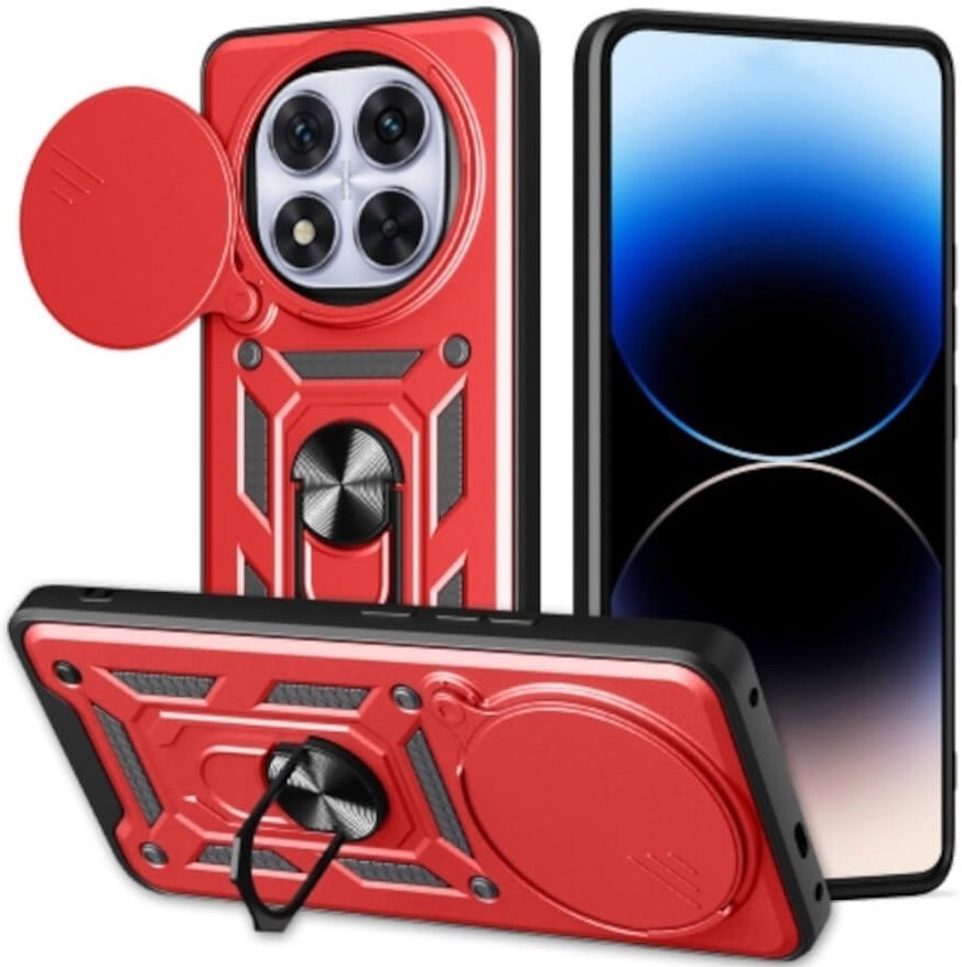 Θήκη Xiaomi Redmi Note 14 Pro Plus 5G Bodycell Armor Slide Ανθεκτική με Κάλυμμα για την Κάμερα & Μεταλλικό Ring Holder Red