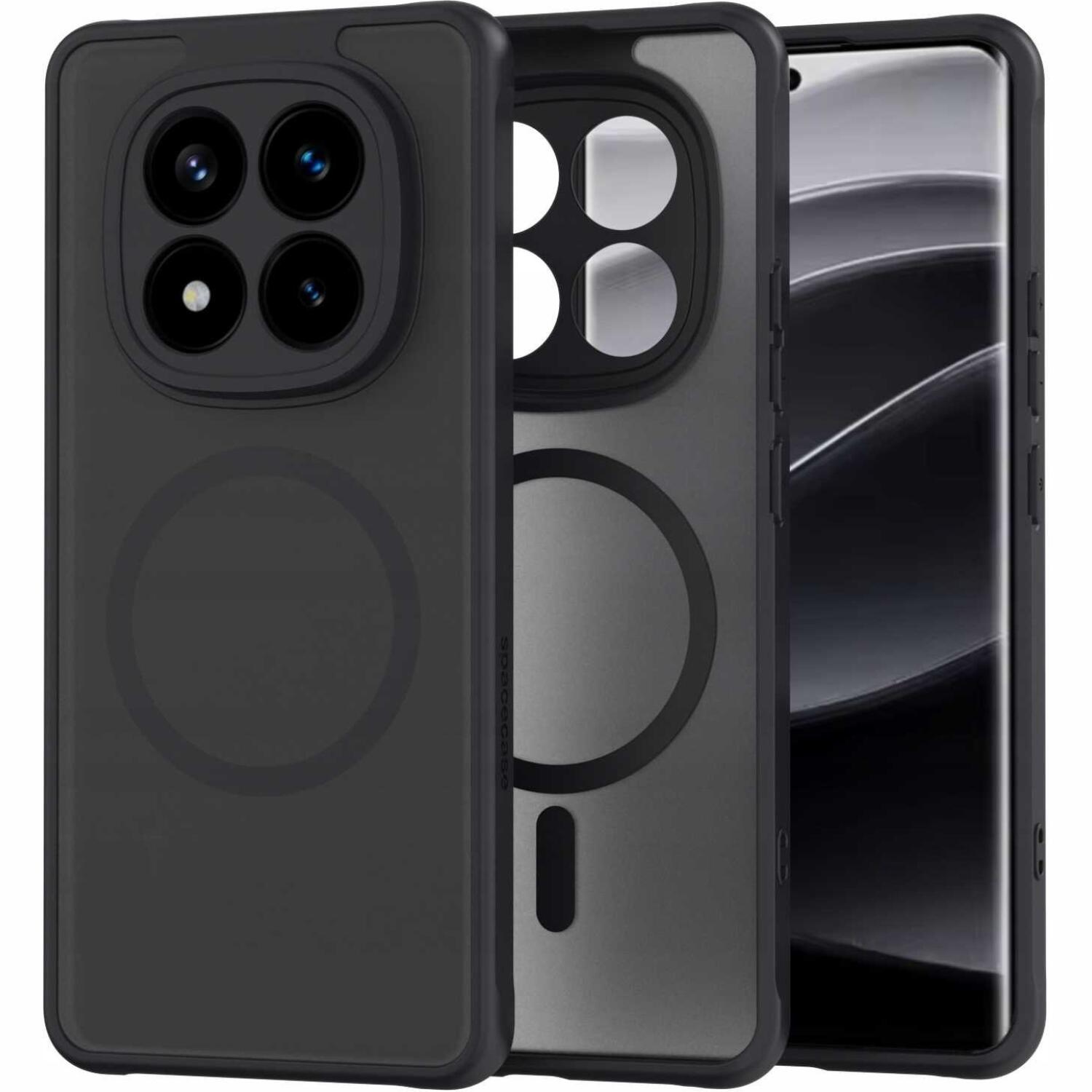 Θήκη Xiaomi Redmi Note 14 Pro Plus 5G Spacecase Hybrid MagSafe Σκληρή Ημιδιάφανη με MagSafe Black