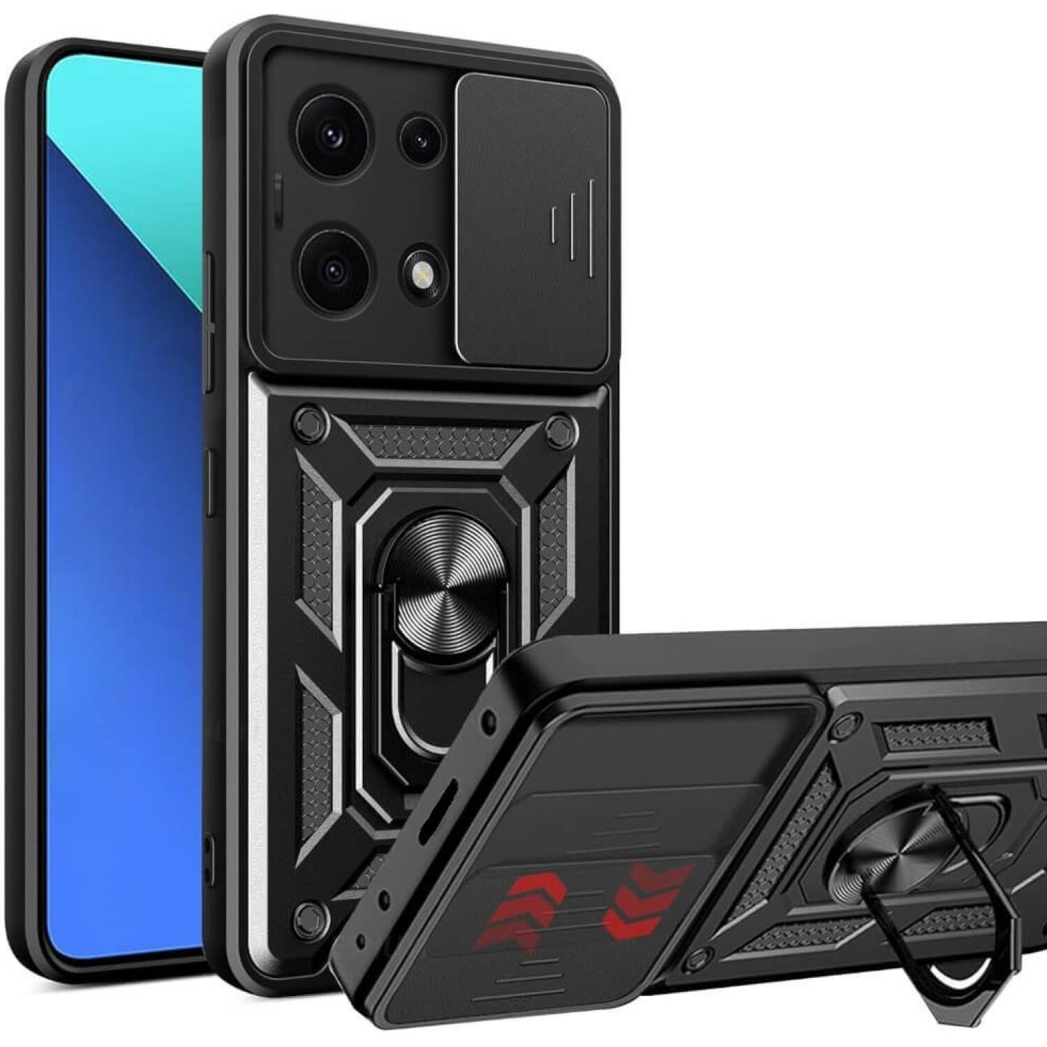 Θήκη Xiaomi Redmi Note 14S Bodycell Armor Slide Ανθεκτική με Κάλυμμα για την Κάμερα & Μεταλλικό Ring Holder Black