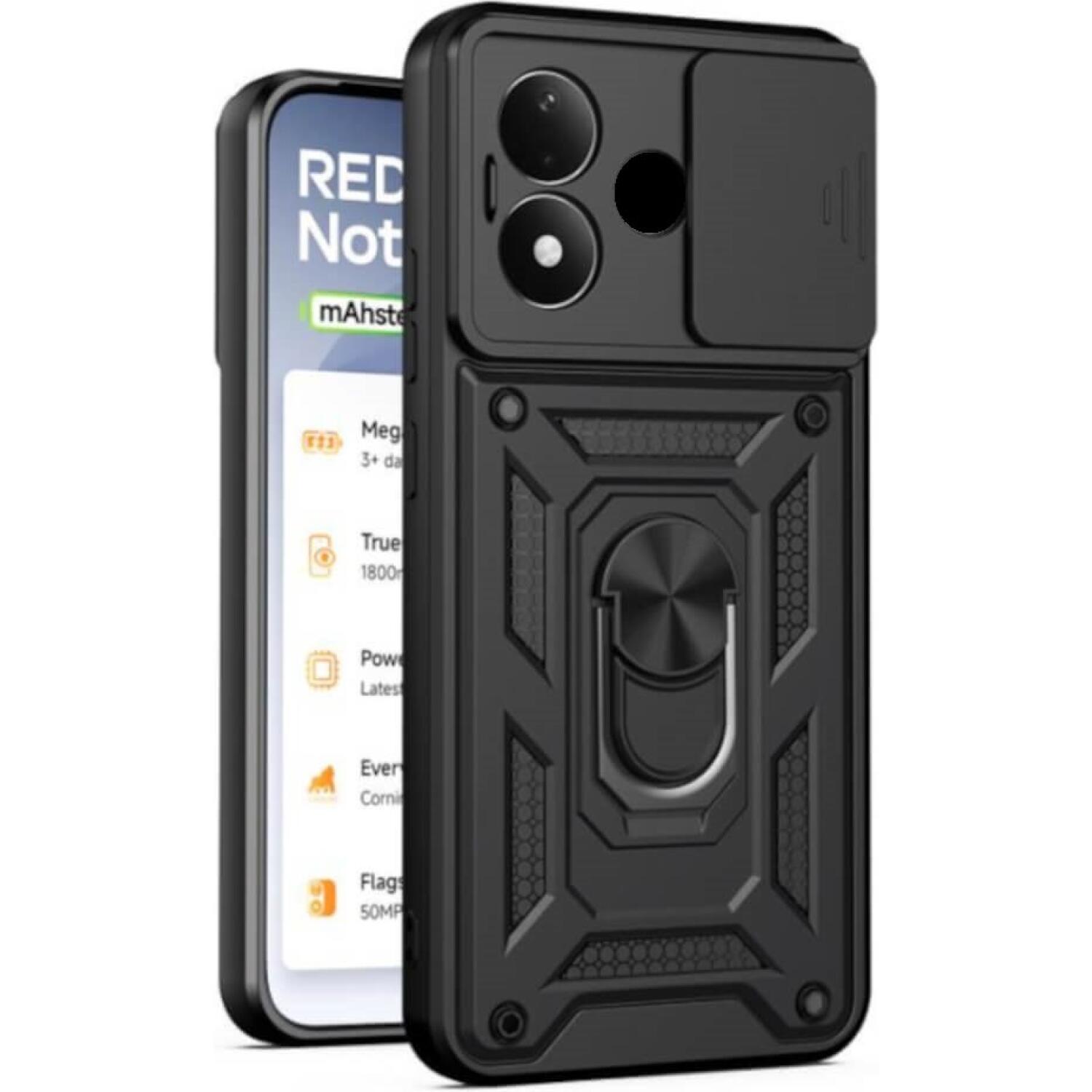 Θήκη Xiaomi Redmi Note 17 Bodycell Armor Slide Ανθεκτική με Κάλυμμα για την Κάμερα & Μεταλλικό Ring Holder Black