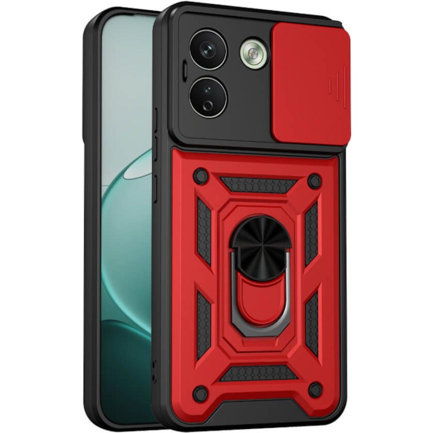 Θήκη Xiaomi Redmi Note 17 Pro Max Bodycell Armor Slide Ανθεκτική με Κάλυμμα για την Κάμερα & Μεταλλικό Ring Holder Red