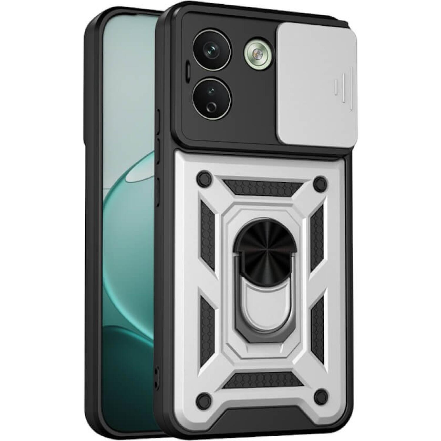 Θήκη Xiaomi Redmi Note 17 Pro Max Bodycell Armor Slide Ανθεκτική με Κάλυμμα για την Κάμερα & Μεταλλικό Ring Holder Silver