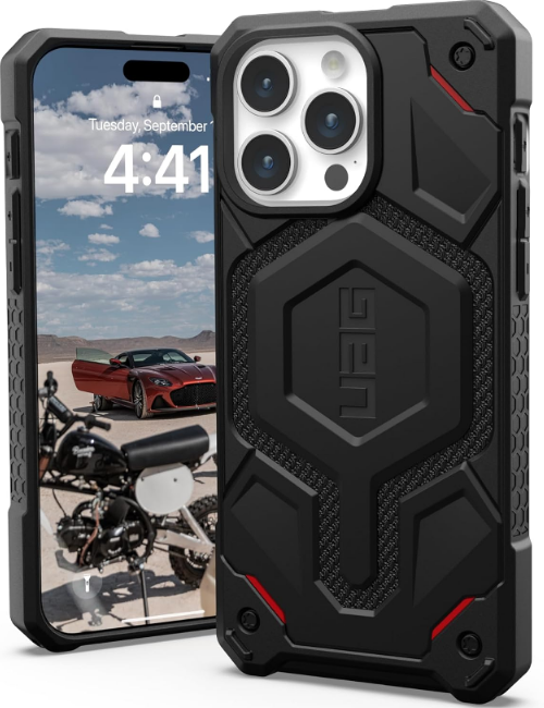 UAG Monarch Pro - Ανθεκτική Θήκη MagSafe - Apple iPhone 15 Pro Max - Kevlar Black