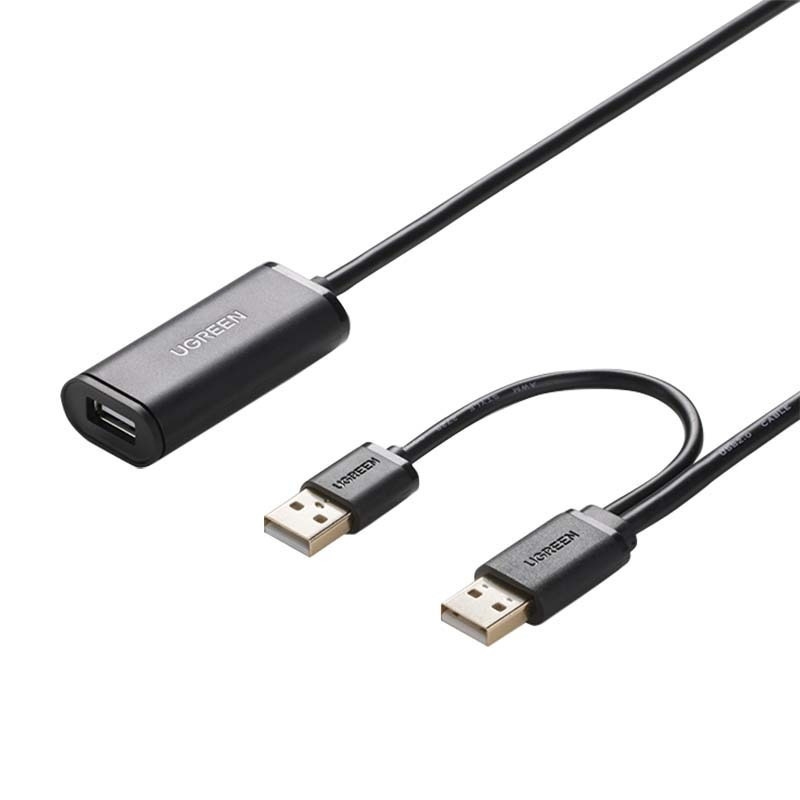 Ugreen Deluxe Computer Cable USB 2.0 - Ενεργό Καλώδιο Επέκτασης / Ενίσχυσης Σήματος - 2 x USB-A (male) σε 1 x USB-A (female) - 5m - Black