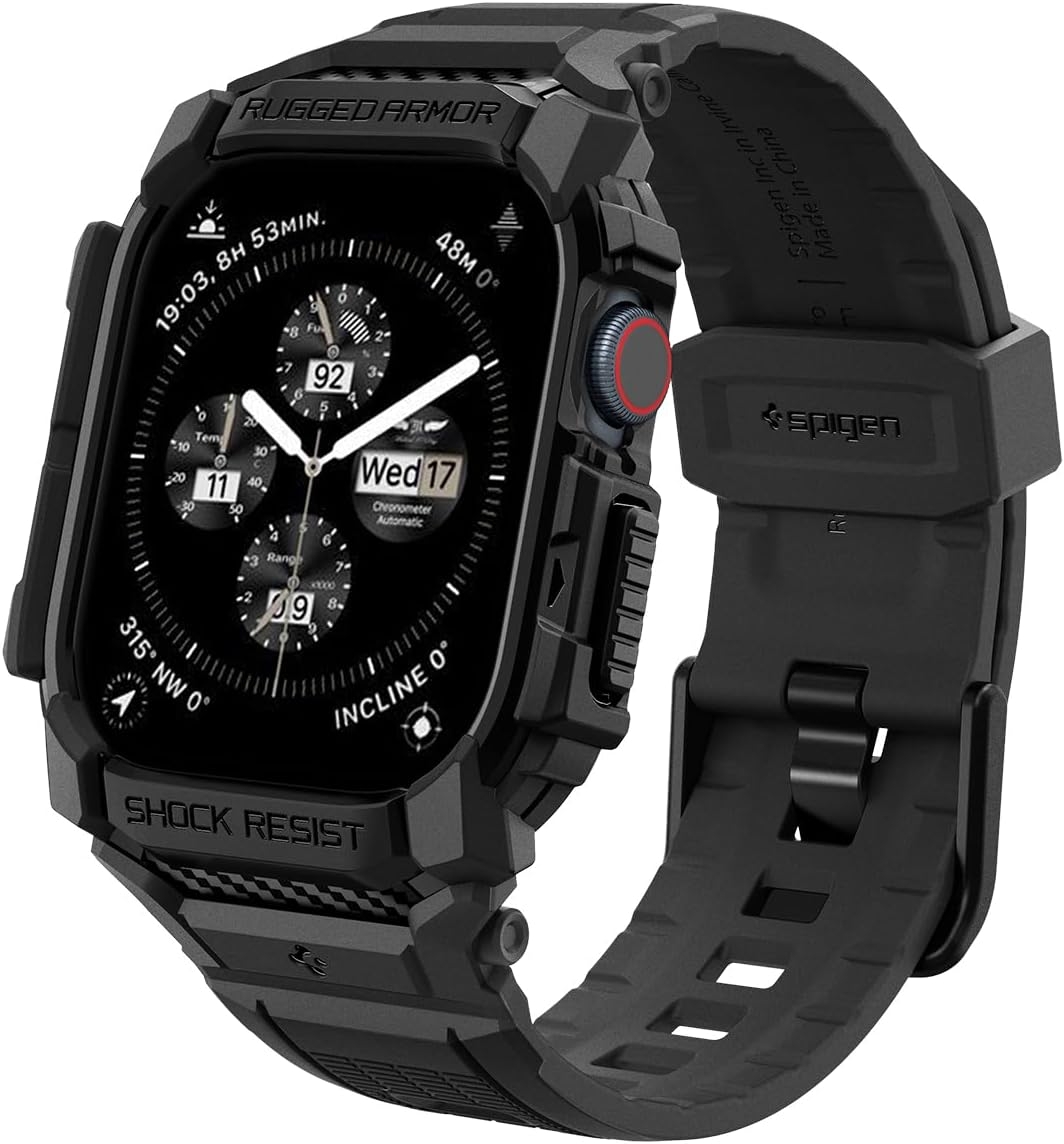 Unibody Θήκη Σιλικόνης - Apple Watch 11 / 10 42mm - Spigen Rugged Armor Pro - Matte Black