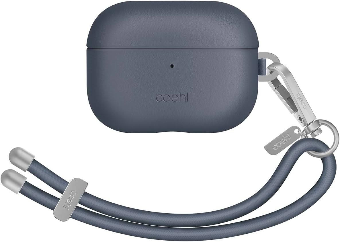 Uniq Coehl Haven - Premium Σκληρή Θήκη από Οικολογικό Δέρμα με Λουράκι Χειρός - Apple AirPods Pro 2nd Gen - Sapphire Blue