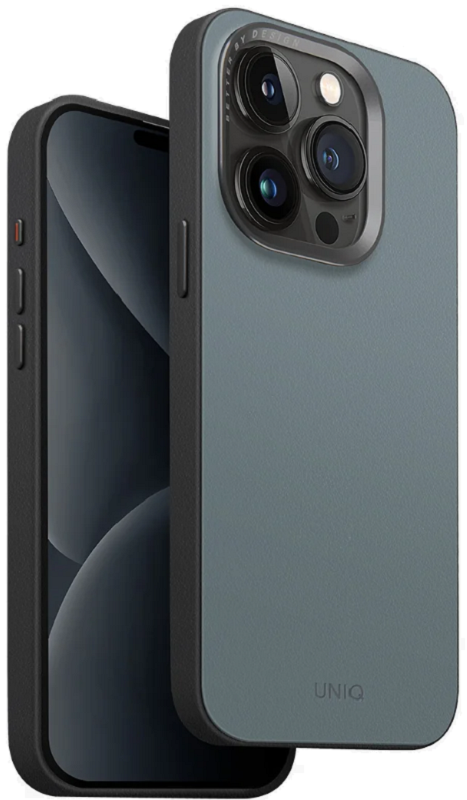 Uniq Lyden Duo Series MagClick - Ανθεκτική MagSafe Θήκη από Premium Vegan Δέρμα με Μεταλλικό Πλαίσιο Κάμερας - Apple iPhone 15 Pro - Washed Blue / Black