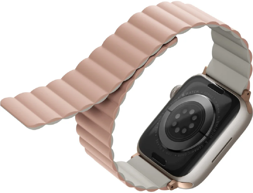 Uniq Revix Μαγνητικό Λουράκι Premium Σιλικόνης Apple Watch SE/11/10/9/8/7/6/5/4 (42/41/40mm) - Pink / Beige