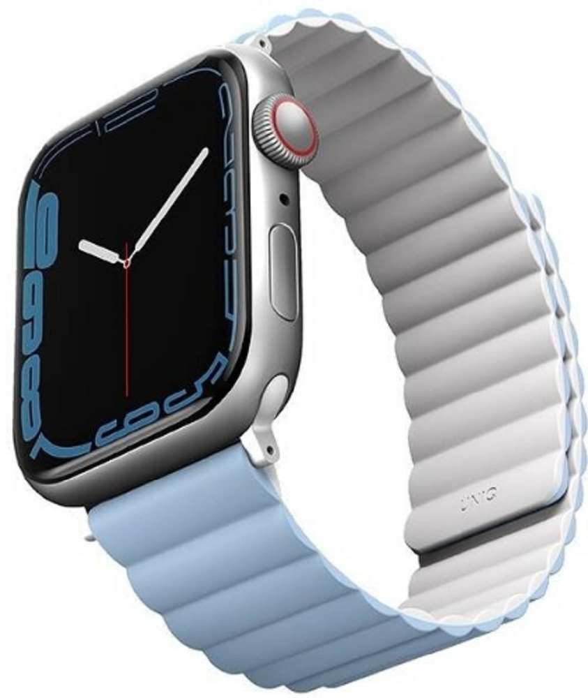 Uniq Revix Μαγνητικό Λουράκι Premium Σιλικόνης Apple Watch SE/11/10/9/8/7/6/5/4 (42/41/40mm) - White / Blue (UNIQ-41MM-REVWHTBLU)