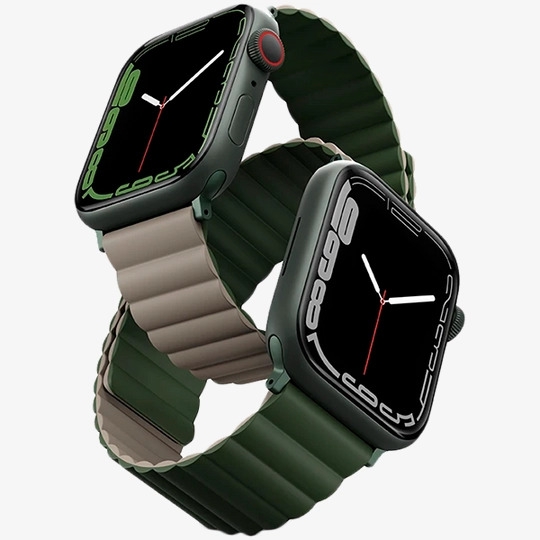 Uniq Revix Μαγνητικό Λουράκι Premium Σιλικόνης Apple Watch Ultra/SE/11/10/9/8/7/6/5/4 (49/46/45/44mm) - Green / Taupe