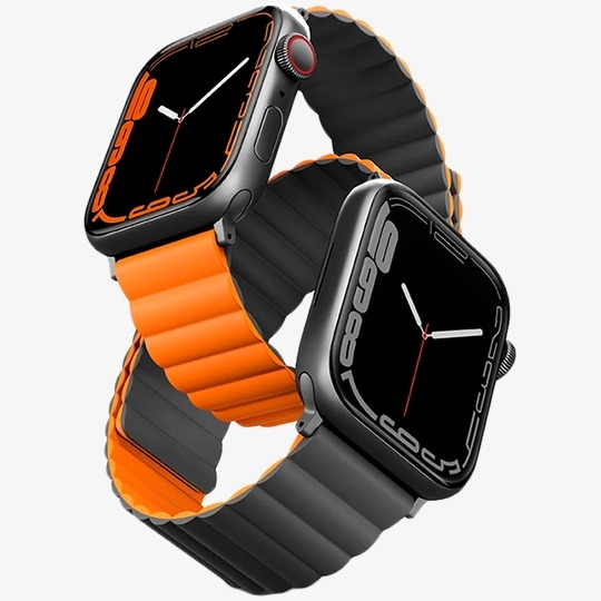 Uniq Revix Μαγνητικό Λουράκι Premium Σιλικόνης Apple Watch Ultra/SE/11/10/9/8/7/6/5/4 (49/46/45/44mm) - Grey / Orange