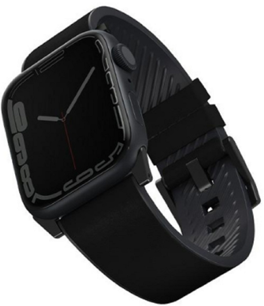 Uniq Straden Hybrid - Αδιάβροχο Δερμάτινο Λουράκι με Σιλικόνη - Apple Watch Ultra/SE/11/10/9/8/7/6/5/4 (49/46/45/44mm) - Black