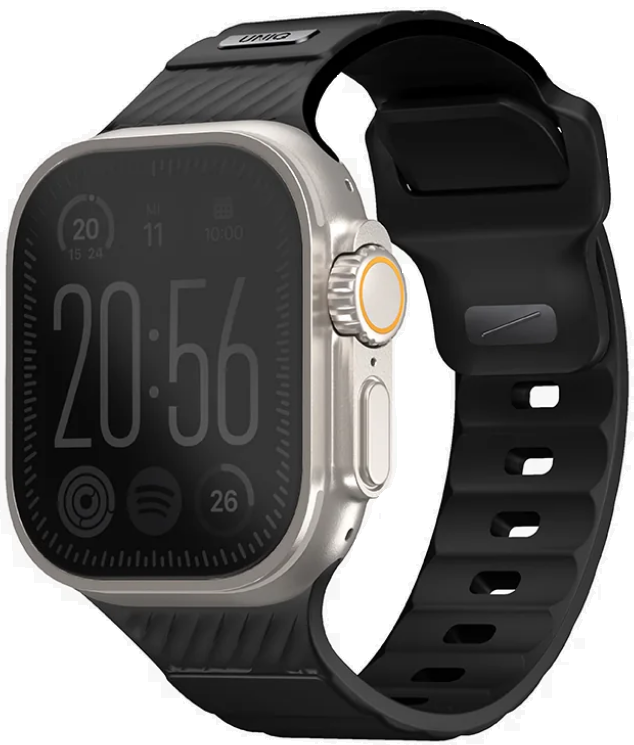 Uniq Stride - Ανθεκτικό Αδιάβροχο Λουράκι από Premium Καουτσούκ FKM - Apple Watch Ultra/SE/11/10/9/8/7/6/5/4 (49/46/45/44mm) - Midnight Black