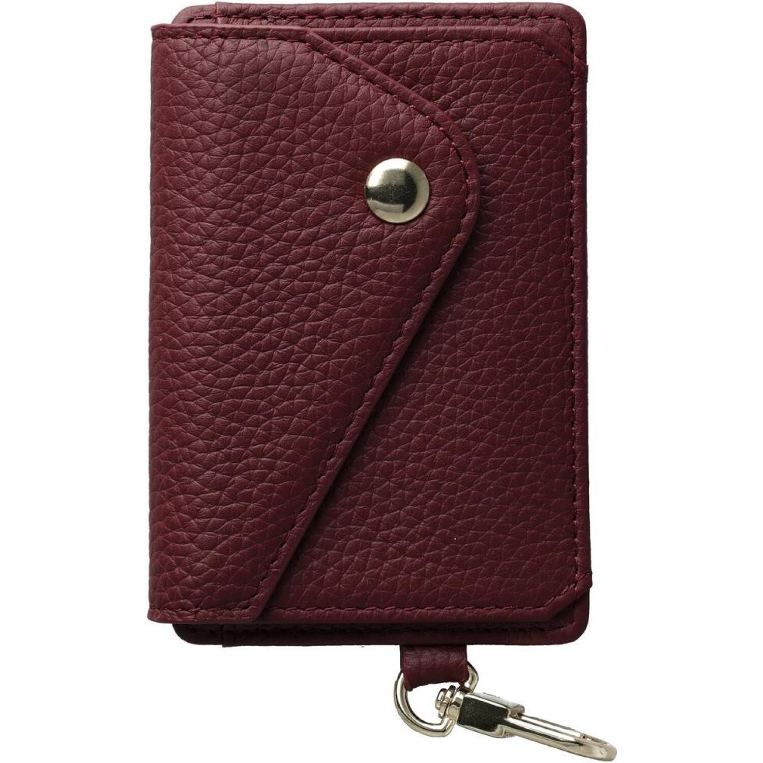 Universal Θήκη AVY Leather Wallet Δερμάτινο MagSafe Πορτοφόλι για Κάρτες Leather Burgundy