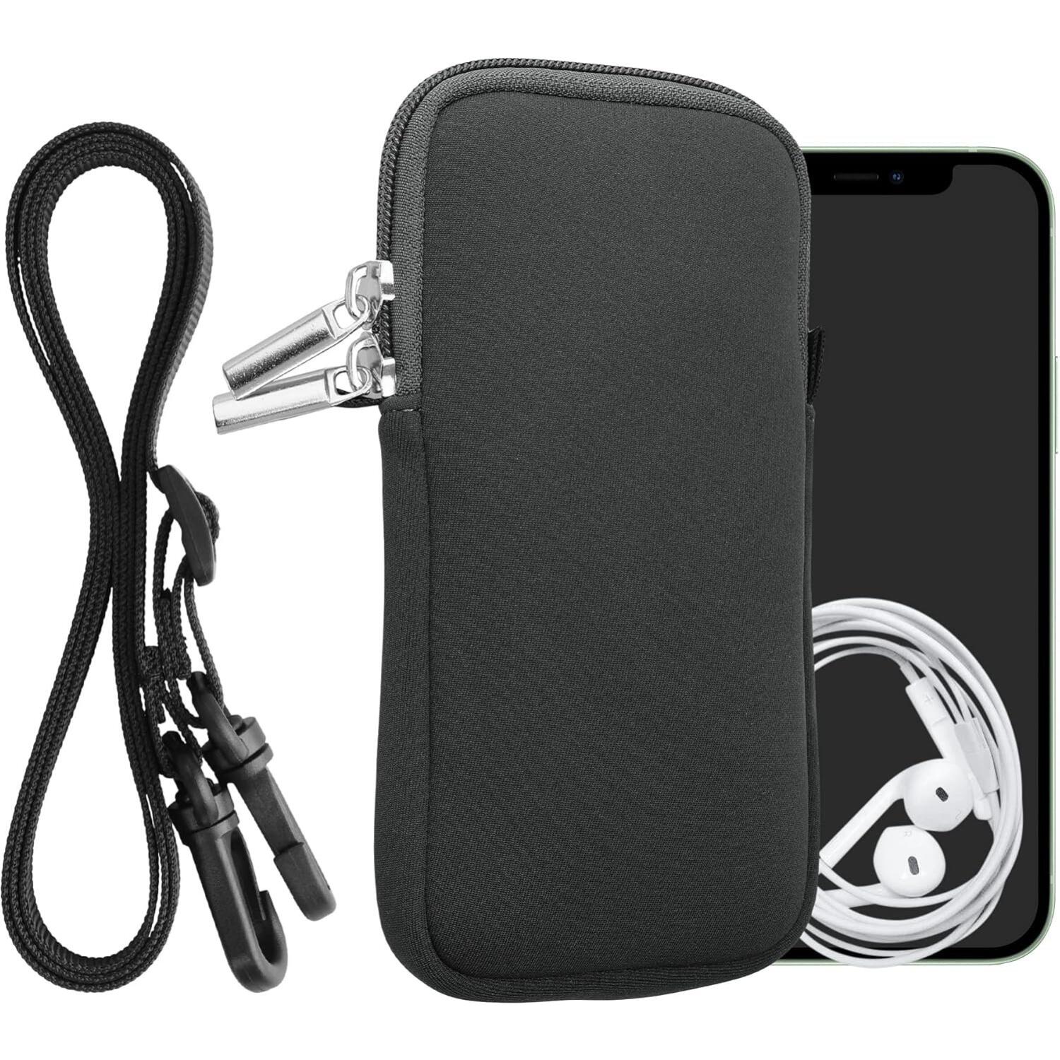 Universal Θήκη KWmobile Πουγκί Νεοπρενίου με Φερμουάρ & Λουράκι Λαιμού για Smartphones / Κινητά έως 7" Grey