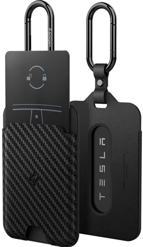 Universal Θήκη Spigen Card Holder Πορτοφόλι για Κάρτες / Κάρτα-Κλειδί Αυτοκινήτου Tesla 2 Τεμάχια Carbon / Black