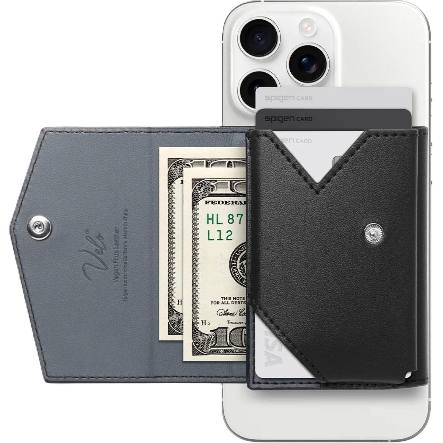 Universal Θήκη Spigen MagFit Card Holder Wallet Valentinus Pro MagSafe Πορτοφόλι για Κάρτες Black