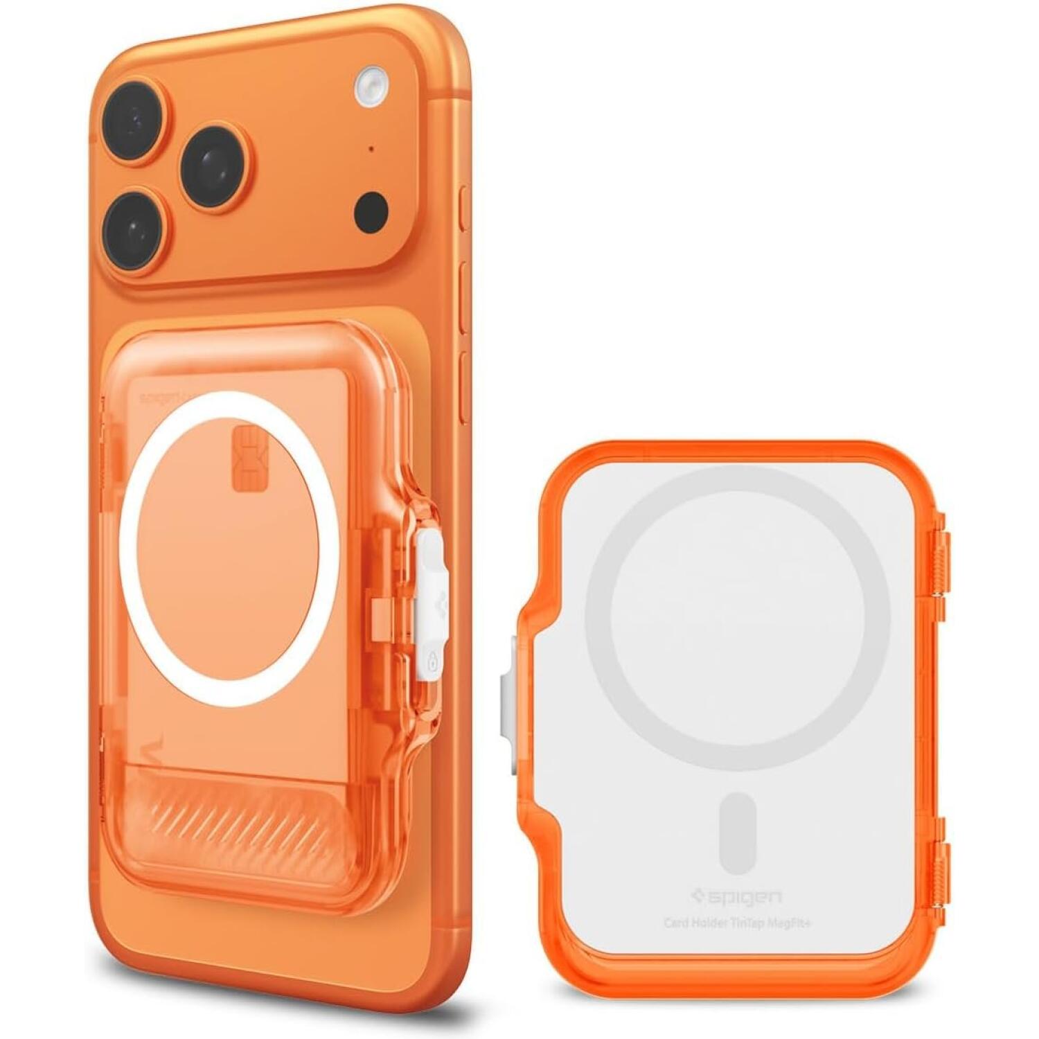 Universal Θήκη Spigen Tintap Magfit Plus Σκληρό MagSafe Πορτοφόλι για Κάρτες Frost Clear Orange 