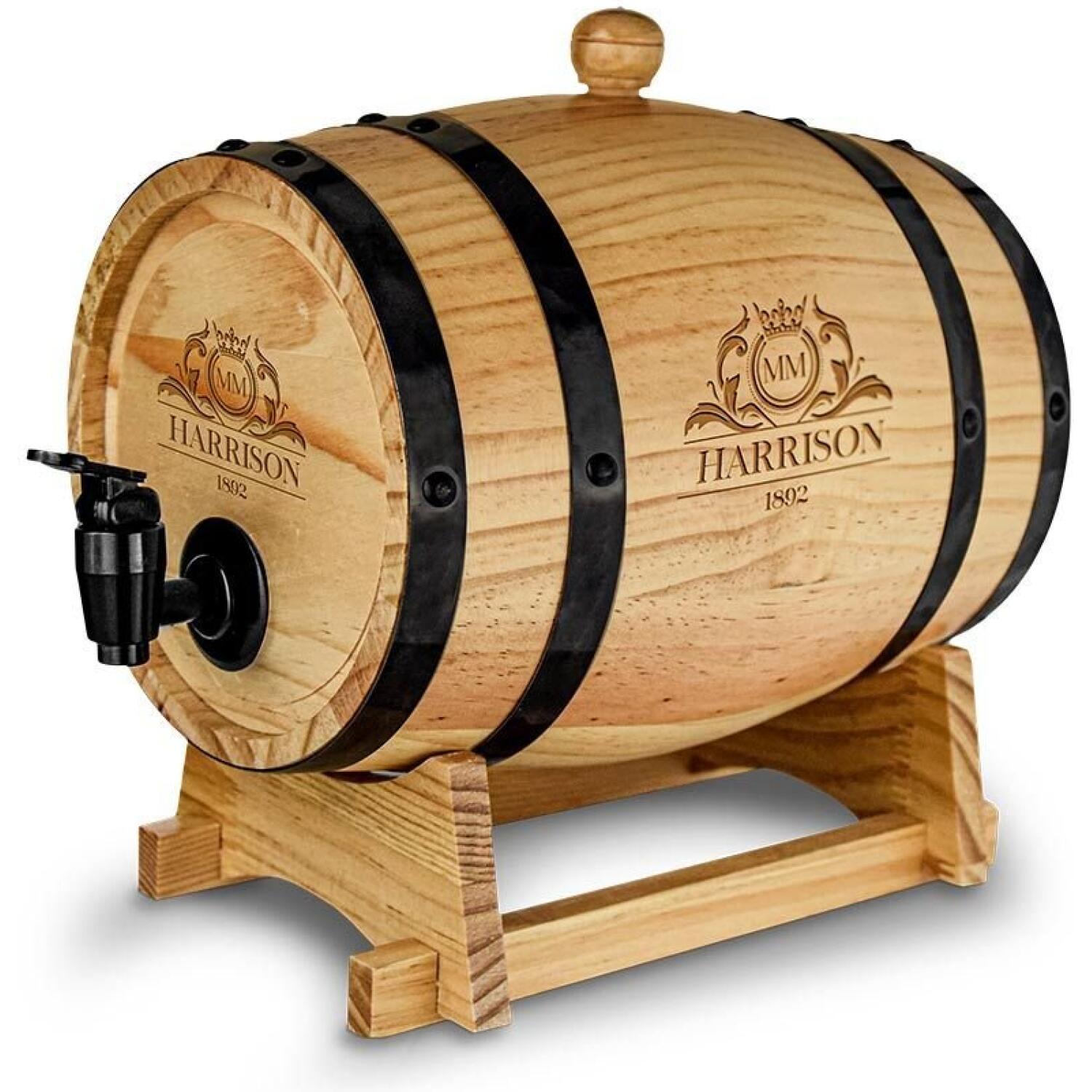 Βαρέλι για Ποτά MikaMax Harrison 1892 Wooden Barrel Dispenser Διανεμητής από Ξύλο Πεύκου με Βάση / Ασκούς & Βρυσάκι 3L