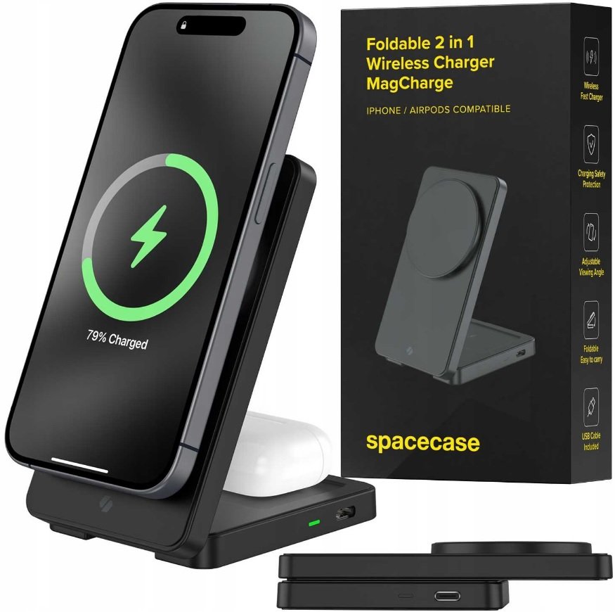Βάση Ασύρματης Φόρτισης Spacecase WM5B Αναδιπλούμενη MagSafe για iPhone 16 / 15 / 14 / 13 / 12 / AirPods 15W Black