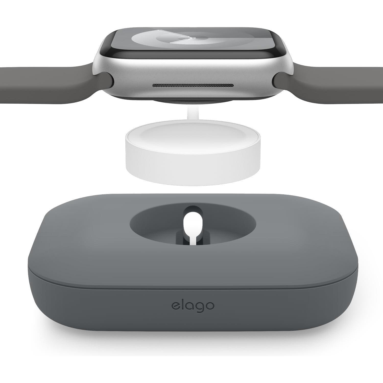 Βάση Elago Magnetic Charger Pad Premium Σιλικόνης για Φορτιστή Apple Watch / AirPods & Samsung Galaxy Watch 7 / 6 / 5 Dark Grey