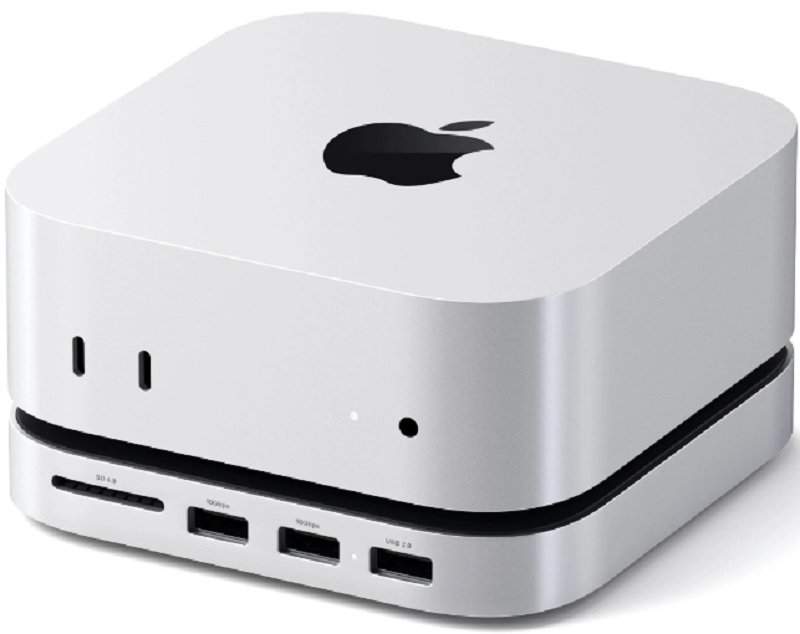 Βάση Hub Satechi Stand & Hub Αλουμινίου για Mac Mini M4 2024 / Mac Mini M4 Pro 2024 με 1 x Θήκη για M.2 NVMe SSD Εξωτερικό Σκληρό Δίσκο & Θύρες 3 x USB-A / 1 x SD UHS-II Silver