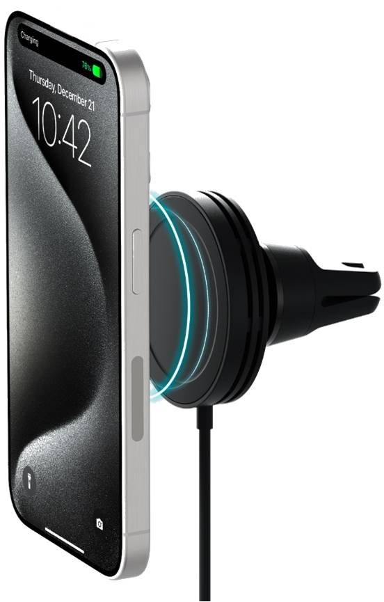 Βάση Κινητών Αυτοκινήτου iOttie Velox Mini Qi2 για Αεραγωγούς με Ασύρματη Μαγνητική Φόρτιση MagSafe 15W & Φορτιστής Αυτοκινήτου 20W Black