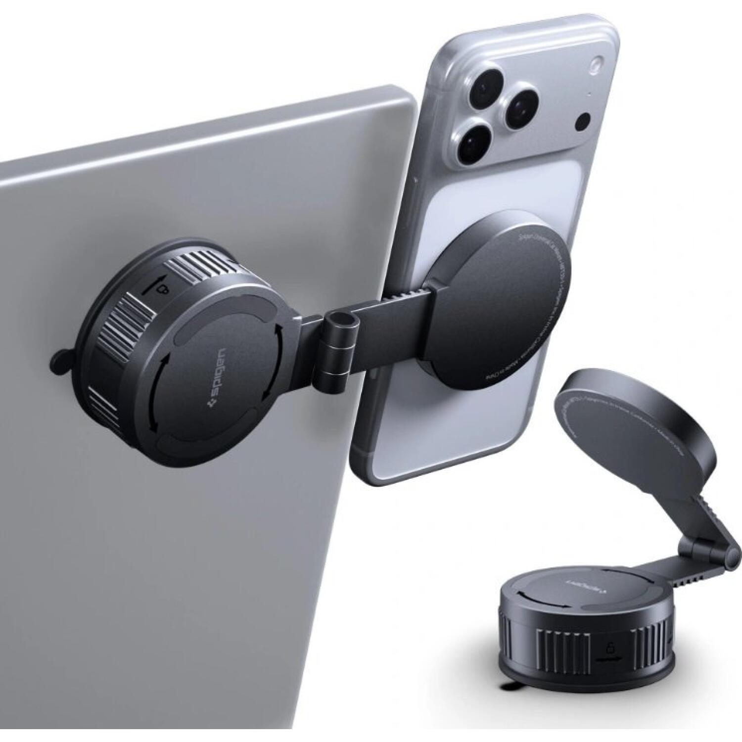 Βάση Κινητών Αυτοκινήτου Spigen MFT35-1 MagFit Ρυθμιζόμενη με MagSafe για Ταμπλό / Παρμπρίζ με Βεντούζα Black