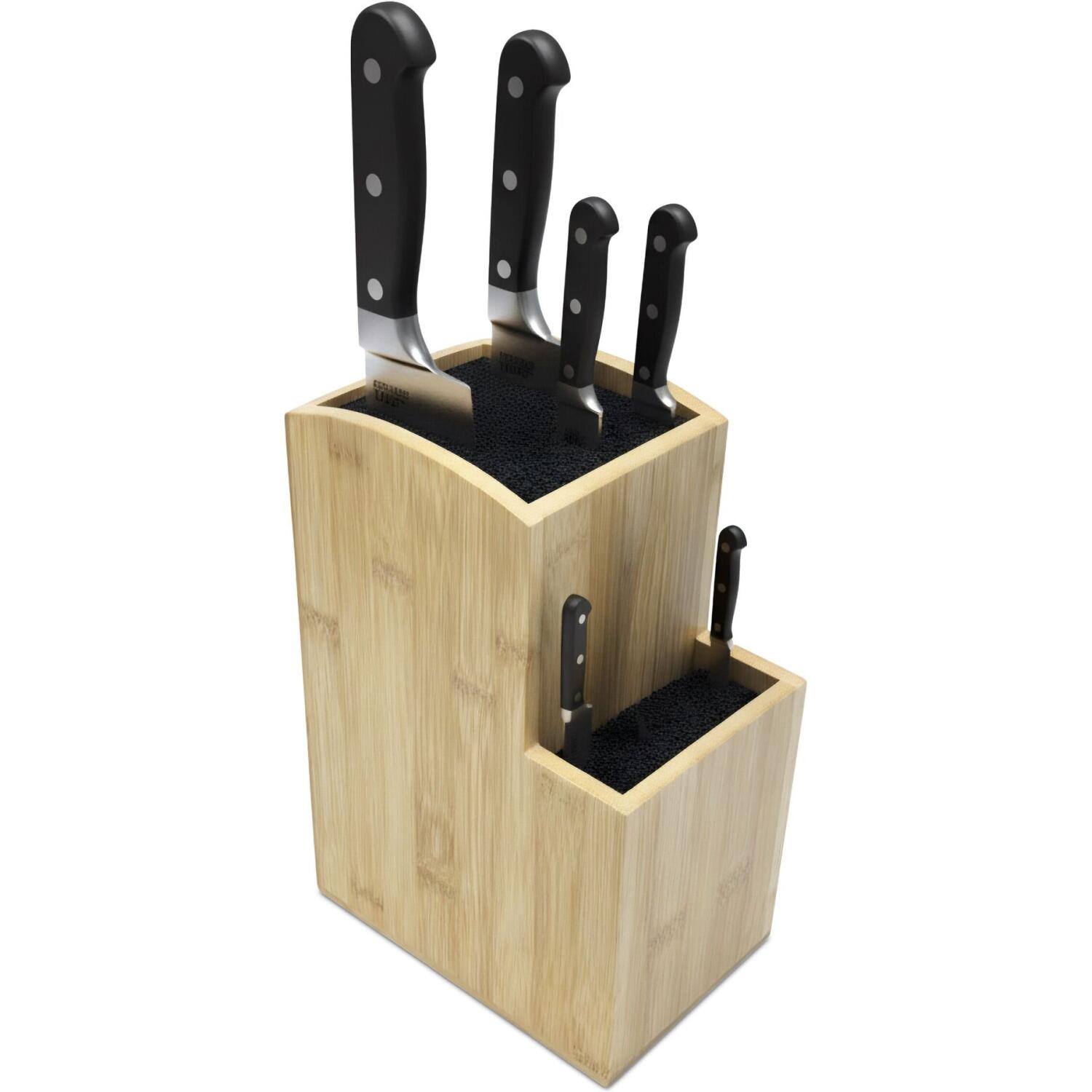 Βάση Μαχαιριών Relaxdays Bamboo Knife Block από Μπαμπού Δύο Επιπέδων 25.5 x 11.5 x 18 cm - Natural / Black (10051766)
