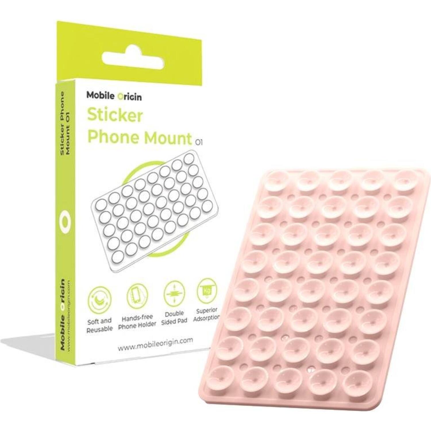 Βάση Στήριξης Mobile Origin Sticker Phone Mount O1 για Κινητά / Smartphones με Βεντούζα από Σιλικόνη - Light Pink (MO-SPM-L-PNK)