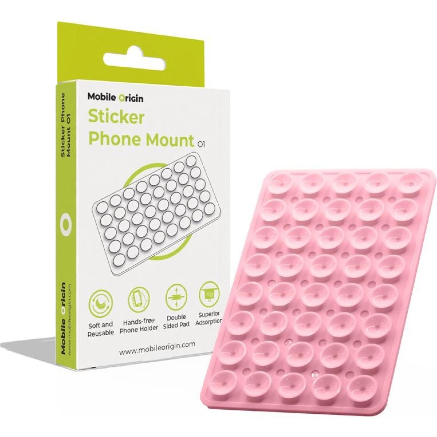 Βάση Στήριξης Mobile Origin Sticker Phone Mount O1 για Κινητά / Smartphones με Βεντούζα από Σιλικόνη Pink